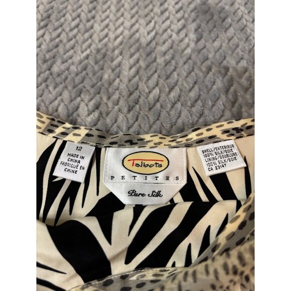 Talbots Petite Silk A-Line Skirt Size 12 Animal Print Beige & Black - Picture 3 of 3